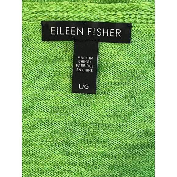 Eileen Fisher Grass Green Organic Linen Cotton Long Sleeve Tunic Sweater - Picture 4 of 10